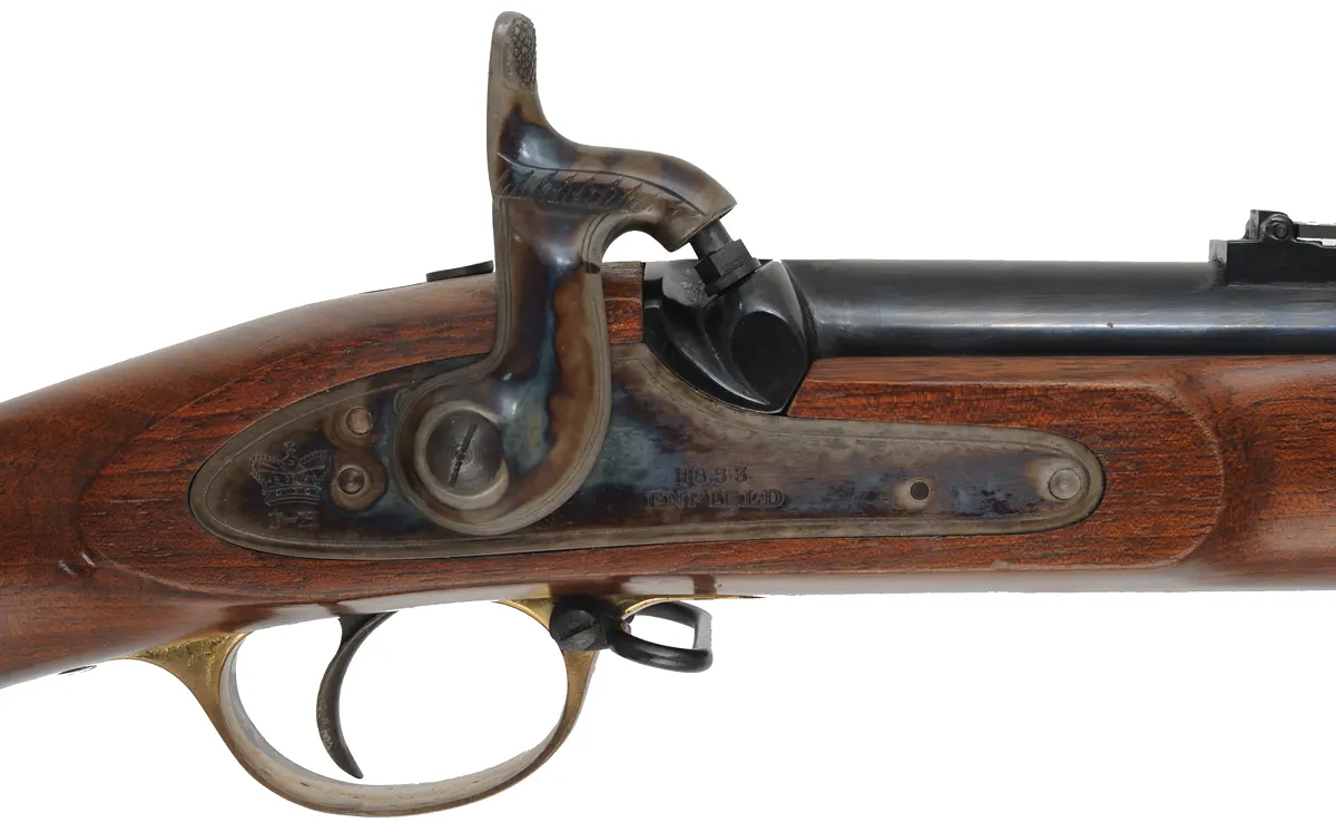 Enfield Pattern 1853 Three Band Infantry Musket,
.577 caliber, 39" barrel,
percussion, walnut, brass, 
used, by Parker Hale, England