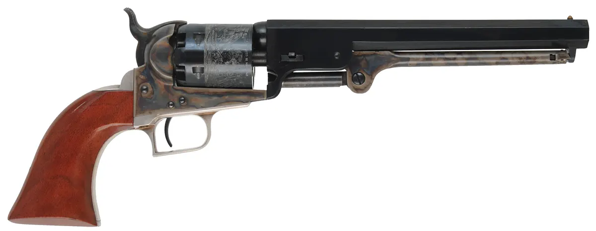 1851 Colt Navy Revolver
.36 caliber, 7-1/2" barrel,
percussion, unfired, highlighted engraving,
late brown factory box, by Colt ~ Second Generation
