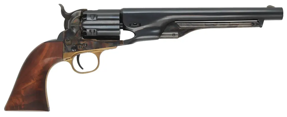 1860 Colt Army Revolver,
.44 caliber, 8" barrel,
full fluted cylinder, unfired, black factory carton,
COLT brand - Second Generation 1860 Colt Army Revolver,
.44 caliber, 8" barrel,
full fluted cylinder, unfired, black factory carton,
COLT brand - Second Generation