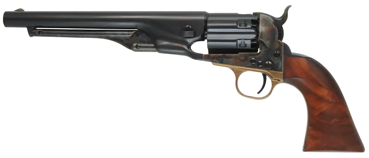1860 Colt Army Revolver,
.44 caliber, 8" barrel,
full fluted cylinder, unfired, black factory carton,
COLT brand - Second Generation 1860 Colt Army Revolver,
.44 caliber, 8" barrel,
full fluted cylinder, unfired, black factory carton,
COLT brand - Second Generation
