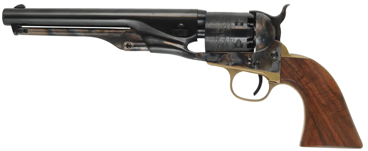 1861 Colt Navy Revolver,
.36 caliber, 7-1/2" barrel,
percussion, blued, walnut,
used, by Aldo Uberti 1861 Colt Navy Revolver,
.36 caliber, 7-1/2" barrel,
percussion, blued, walnut,
used, by Aldo Uberti