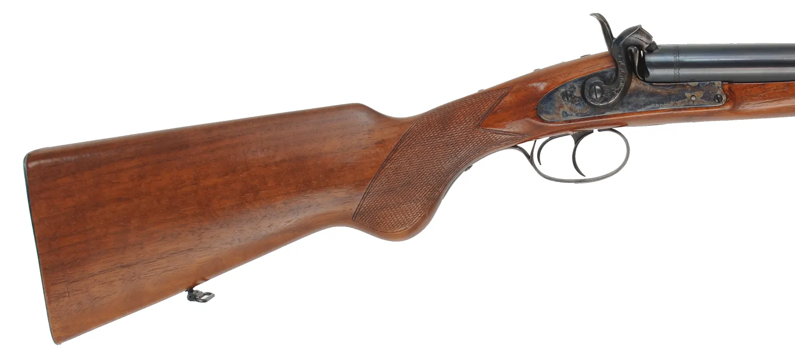 Kodiak Express Double Rifle,
.50 caliber, 28" barrels,
percussion, checkered walnut, iron trim,
used, by Davide Pedersoli Kodiak Express Double Rifle,
.50 caliber, 28" barrels,
percussion, checkered walnut, iron trim,
used, by Davide Pedersoli