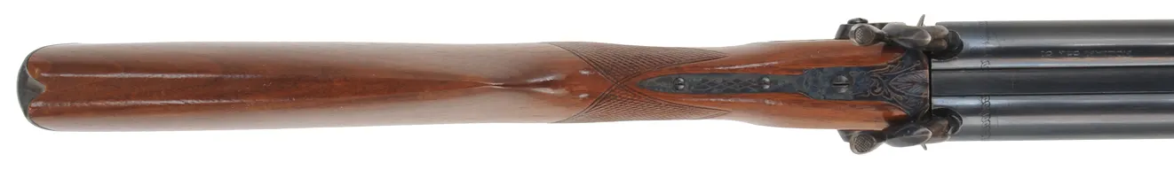Kodiak Express Double Rifle,
.50 caliber, 28" barrels,
percussion, checkered walnut, iron trim,
used, by Davide Pedersoli Kodiak Express Double Rifle,
.50 caliber, 28" barrels,
percussion, checkered walnut, iron trim,
used, by Davide Pedersoli