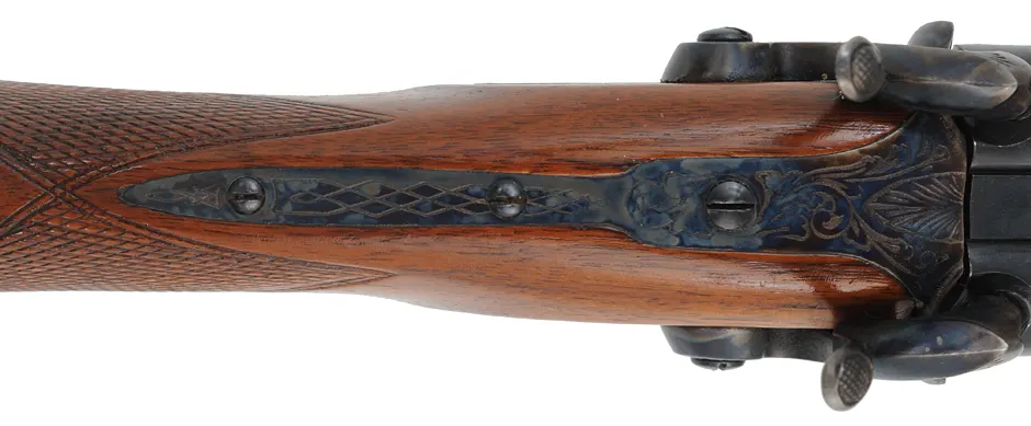 Kodiak Express Double Rifle,
.50 caliber, 28" barrels,
percussion, checkered walnut, iron trim,
used, by Davide Pedersoli Kodiak Express Double Rifle,
.50 caliber, 28" barrels,
percussion, checkered walnut, iron trim,
used, by Davide Pedersoli
