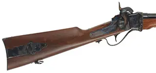 Model 1859 Sharps Infantry Rifle,
.54 caliber, 30" tapered round barrel,
three band, single trigger, walnut, patchbox,
used, by Davide Pedersoli