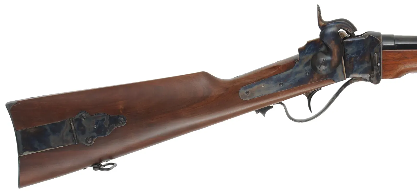 Model 1859 Sharps Infantry Rifle,
.54 caliber, 30" tapered round barrel,
three band, single trigger, walnut, patchbox,
used, by Davide Pedersoli Model 1859 Sharps Infantry Rifle,
.54 caliber, 30" tapered round barrel,
three band, single trigger, walnut, patchbox,
used, by Davide Pedersoli