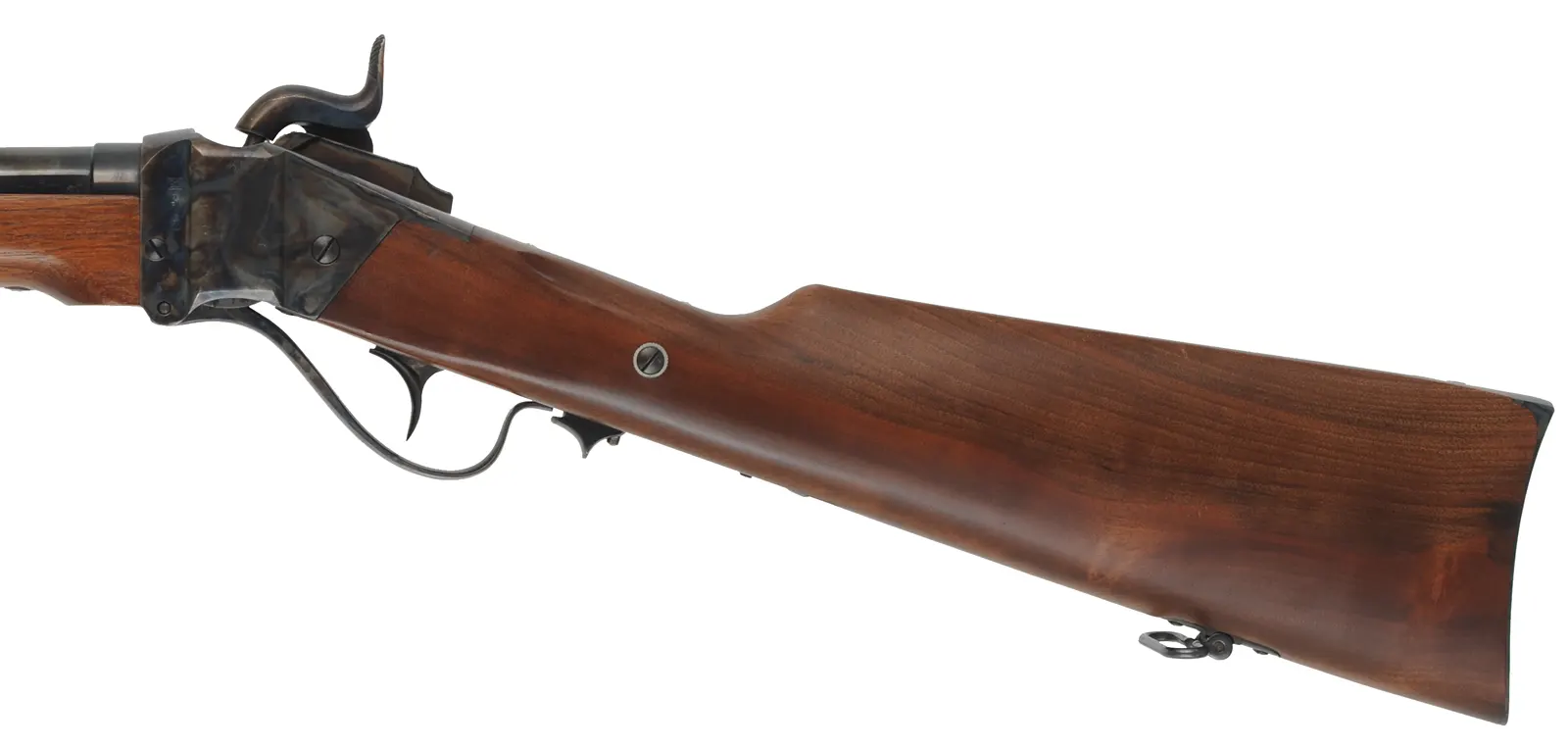 Model 1859 Sharps Infantry Rifle,
.54 caliber, 30" tapered round barrel,
three band, single trigger, walnut, patchbox,
used, by Davide Pedersoli Model 1859 Sharps Infantry Rifle,
.54 caliber, 30" tapered round barrel,
three band, single trigger, walnut, patchbox,
used, by Davide Pedersoli