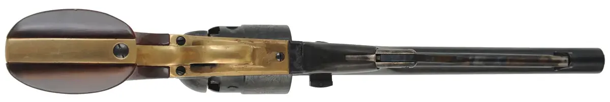 1860 Colt Army Revolver,
.44 caliber, 8" barrel,
percussion, steel frame, walnut,
used, by A. Uberti & Co. 1860 Colt Army Revolver,
.44 caliber, 8" barrel,
percussion, steel frame, walnut,
used, by A. Uberti & Co.