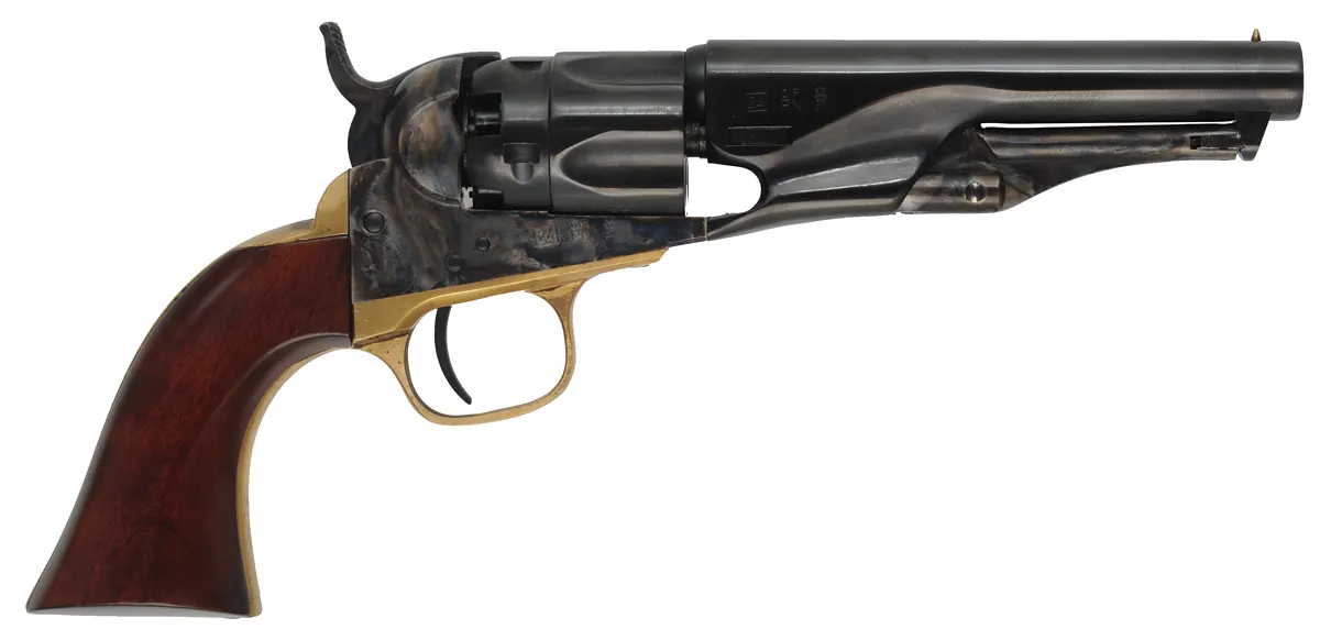 Colt 1862 Pocket Police Revolver,
.36 caliber, 4-1/2" barrel,
five shot cylinder, blued, walnut,
used, by Aldo Uberti Colt 1862 Pocket Police Revolver,
.36 caliber, 4-1/2" barrel,
five shot cylinder, blued, walnut,
used, by Aldo Uberti