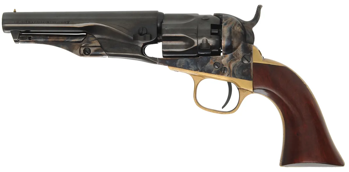 Colt 1862 Pocket Police Revolver,
.36 caliber, 4-1/2" barrel,
five shot cylinder, blued, walnut,
used, by Aldo Uberti Colt 1862 Pocket Police Revolver,
.36 caliber, 4-1/2" barrel,
five shot cylinder, blued, walnut,
used, by Aldo Uberti