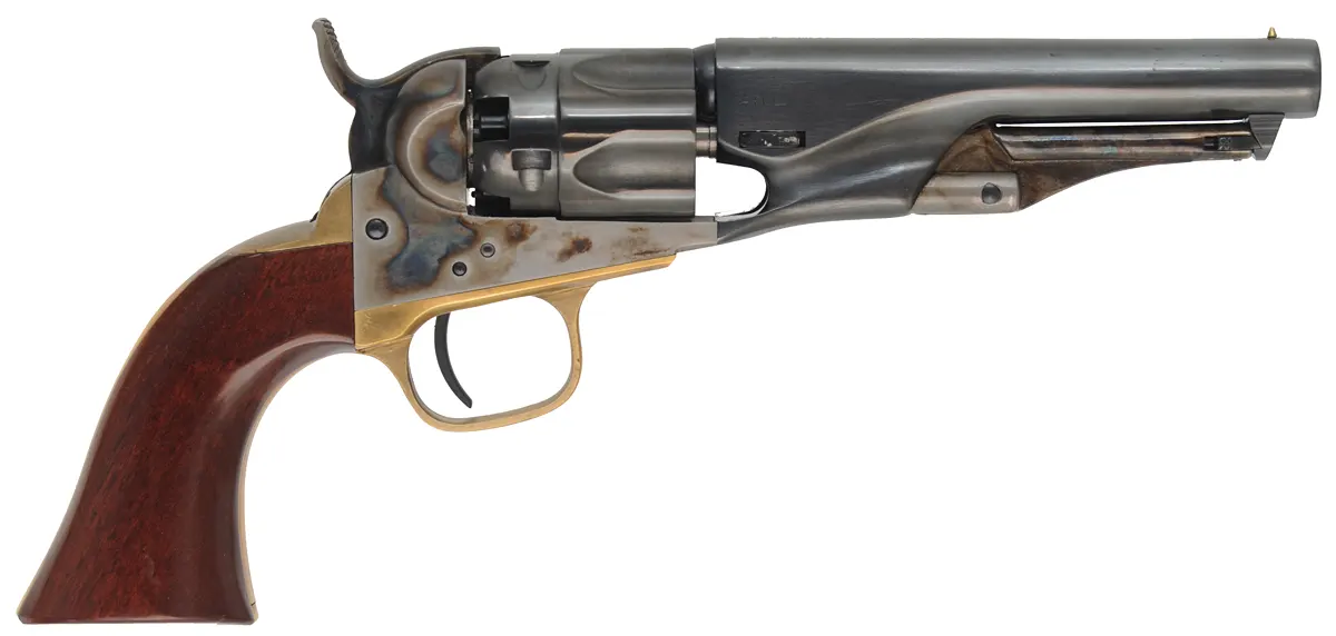 Colt 1862 Pocket Police Revolver,
.36 caliber, 4-1/2" barrel,
five shot cylinder, blued, walnut,
used, by Aldo Uberti Colt 1862 Pocket Police Revolver,
.36 caliber, 4-1/2" barrel,
five shot cylinder, blued, walnut,
used, by Aldo Uberti