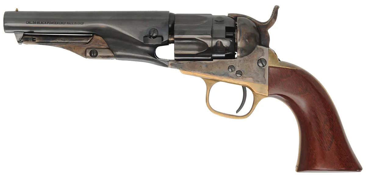 Colt 1862 Pocket Police Revolver,
.36 caliber, 4-1/2" barrel,
five shot cylinder, blued, walnut,
used, by Aldo Uberti Colt 1862 Pocket Police Revolver,
.36 caliber, 4-1/2" barrel,
five shot cylinder, blued, walnut,
used, by Aldo Uberti