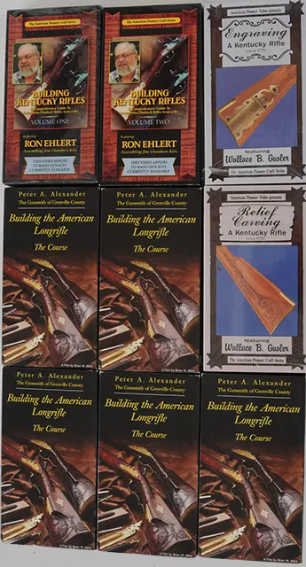 Lot of Muzzleloading Gun Videos
Nine VHS videotapes, 
Ron Ehlert, Peter Alexander, Wallace Gusslar
sold as-is