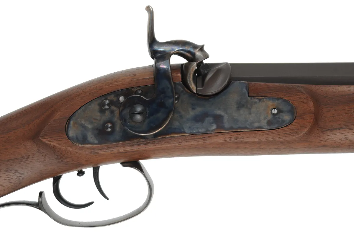Rocky Mountain Hawken Rifle,
.54 caliber, 34" barrel,
percussion, walnut, color case hardened iron,
used, by Davide Pedersoli Rocky Mountain Hawken Rifle,
.54 caliber, 34" barrel,
percussion, walnut, color case hardened iron,
used, by Davide Pedersoli