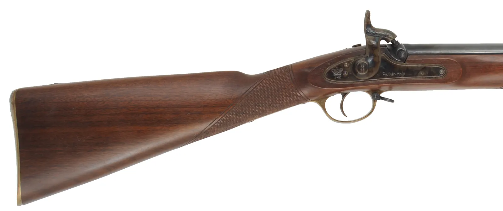 Enfield Volunteer Rifle,
.451 caliber Alexander Henry Rifling for bullet, 33" barrel,
percussion, checkered walnut, two band,
used, made in England by Parker Hale Enfield Volunteer Rifle,
.451 caliber Alexander Henry Rifling for bullet, 33" barrel,
percussion, checkered walnut, two band,
used, made in England by Parker Hale