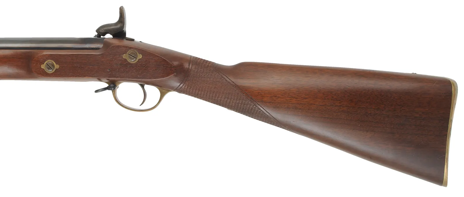 Enfield Volunteer Rifle,
.451 caliber Alexander Henry Rifling for bullet, 33" barrel,
percussion, checkered walnut, two band,
used, made in England by Parker Hale Enfield Volunteer Rifle,
.451 caliber Alexander Henry Rifling for bullet, 33" barrel,
percussion, checkered walnut, two band,
used, made in England by Parker Hale