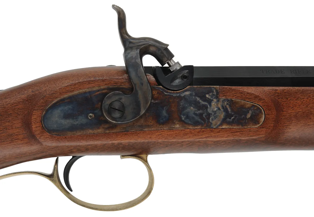 Lyman Trade Rifle,
.50 caliber, 28" barrel,
percussion, walnut with small crack, brass trim,
with box, by Investarms Lyman Trade Rifle,
.50 caliber, 28" barrel,
percussion, walnut with small crack, brass trim,
with box, by Investarms