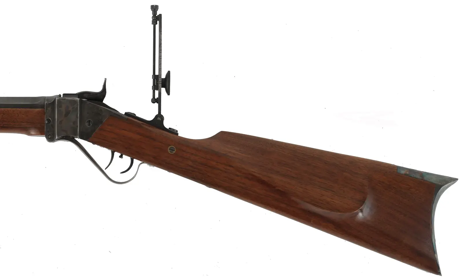 Little Sharps Rifle
caliber .22 Long Rifle, 28" barrel,
Chiappa action, walnut, pewter forend
tang sight, globe front sight, used
