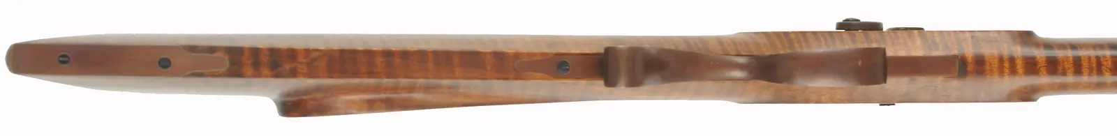 Hawken Rifle,
.54 caliber 36" Green Mountain barrel,
L&R percussion lock, iron, curly maple,
used, signed by George Nelson