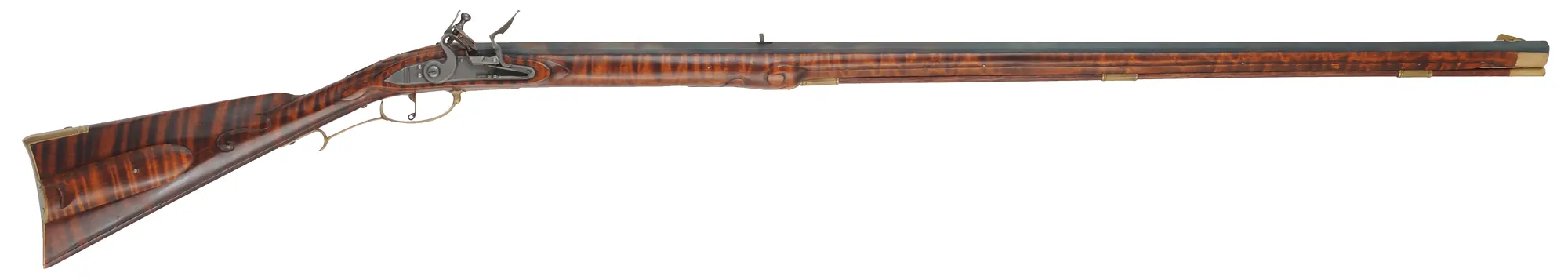 York County, Pennsylvania Longrifle,
.50 caliber, 42" swamped Rice barrel,
Chambers flintlock, maple, brass, unfired
 York County, Pennsylvania Longrifle,
.50 caliber, 42" swamped Rice barrel,
Chambers flintlock, maple, brass, unfired