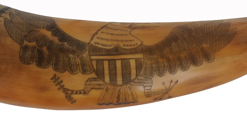 Powder Horn,
13", scrimshaw Federal eagle