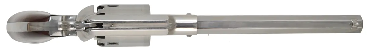 1858 Remington New Model Army Revolver,
.44 caliber, 8" barrel, 
percussion, stainless steel frame, walnut grips,
extra cylinder, used, by Pietta 1858 Remington New Model Army Revolver,
.44 caliber, 8" barrel, 
percussion, stainless steel frame, walnut grips,
extra cylinder, used, by Pietta