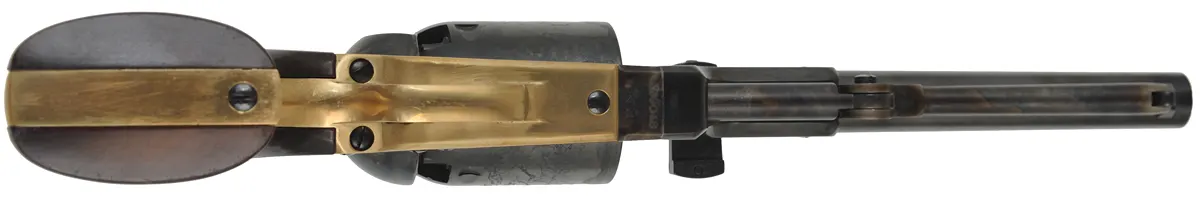 Third Model Dragoon Revolver
.44 caliber, 7-1/2" barrel,
blued, used with factory carton,
by Aldo Uberti & Co. Third Model Dragoon Revolver
.44 caliber, 7-1/2" barrel,
blued, used with factory carton,
by Aldo Uberti & Co.