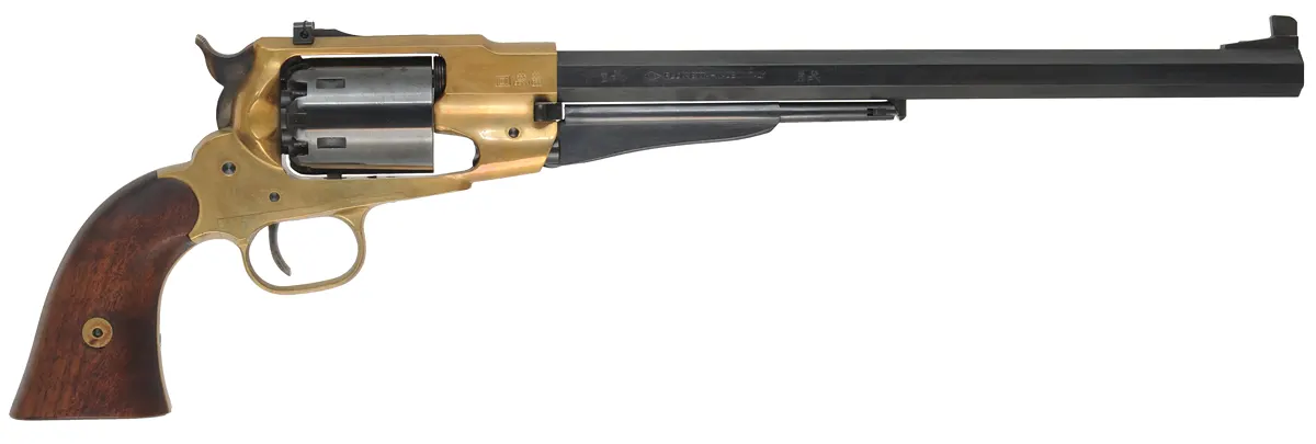 1858 Remington Bison,
.44 caliber, 12" barrel,
percussion, brass frame, target sights, 
used, by Pietta 1858 Remington Bison,
.44 caliber, 12" barrel,
percussion, brass frame, target sights, 
used, by Pietta