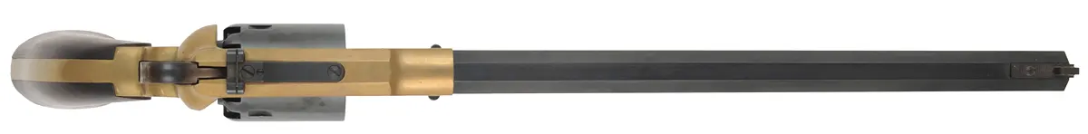 1858 Remington Bison,
.44 caliber, 12" barrel,
percussion, brass frame, target sights, 
used, by Pietta 1858 Remington Bison,
.44 caliber, 12" barrel,
percussion, brass frame, target sights, 
used, by Pietta