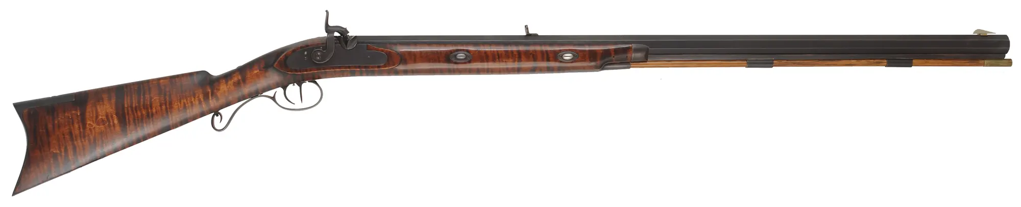 Hawken Rifle
.54 caliber, 33" Green Mountain barrel, 
L&R percussion lock, iron trim, curly maple stock,
used, by J.W. Trueblood Hawken Rifle
.54 caliber, 33" Green Mountain barrel, 
L&R percussion lock, iron trim, curly maple stock,
used, by J.W. Trueblood