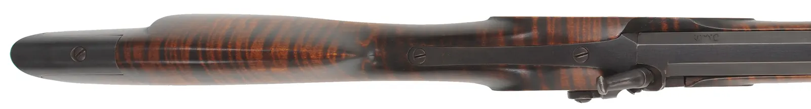 Hawken Rifle
.54 caliber, 33" Green Mountain barrel, 
L&R percussion lock, iron trim, curly maple stock,
used, by J.W. Trueblood Hawken Rifle
.54 caliber, 33" Green Mountain barrel, 
L&R percussion lock, iron trim, curly maple stock,
used, by J.W. Trueblood