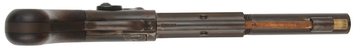 Ethan Allen Boot Pistol,
.45 caliber 7" barrel,
percussion box lock, walnut, browned, 
from a kit imported by Hoppe's Ethan Allen Boot Pistol,
.45 caliber 7" barrel,
percussion box lock, walnut, browned, 
from a kit imported by Hoppe's