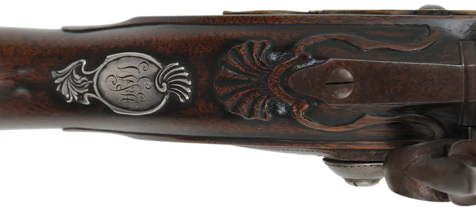 Southern Longrifle,
.50 caliber coned muzzle, 42" swamped barrel,
flintlock, curly maple, engraved brass trim,
used, by Robert Harn Southern Longrifle,
.50 caliber coned muzzle, 42" swamped barrel,
flintlock, curly maple, engraved brass trim,
used, by Robert Harn