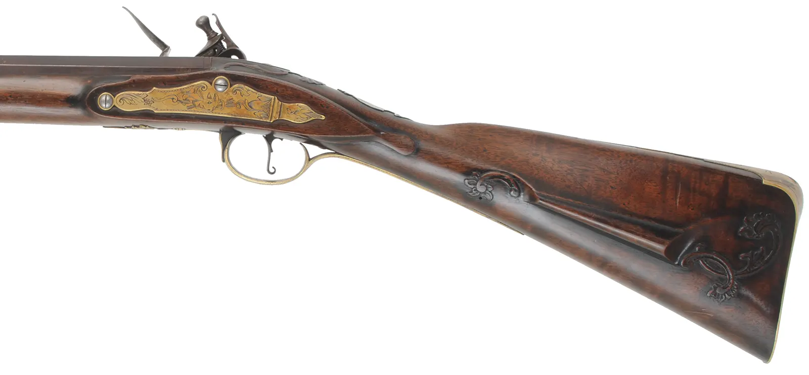 Southern Longrifle,
.50 caliber coned muzzle, 42" swamped barrel,
flintlock, curly maple, engraved brass trim,
used, by Robert Harn Southern Longrifle,
.50 caliber coned muzzle, 42" swamped barrel,
flintlock, curly maple, engraved brass trim,
used, by Robert Harn