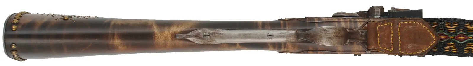 French Tulle fusil-de-chasse,
20 gauge, 44" octagon-to-round barrel, 
TVLLE marked flintlock, maple, patina finished iron trim,
cross and brass tacks, sling, used