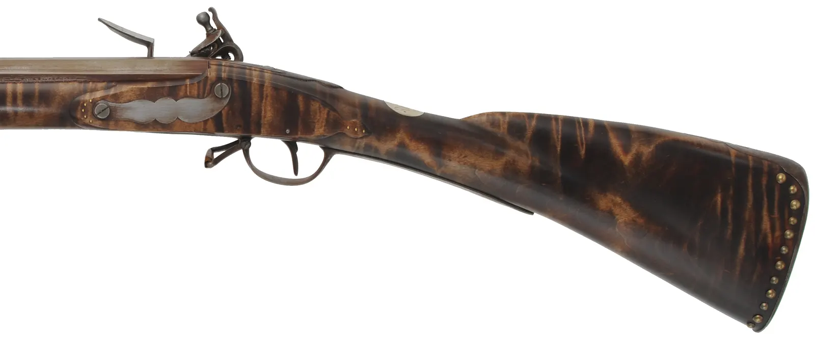 French Tulle fusil-de-chasse,
20 gauge, 44" octagon-to-round barrel, 
TVLLE marked flintlock, maple, patina finished iron trim,
cross and brass tacks, sling, used