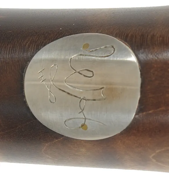 French Tulle fusil-de-chasse,
20 gauge, 44" octagon-to-round barrel, 
TVLLE marked flintlock, maple, patina finished iron trim,
cross and brass tacks, sling, used