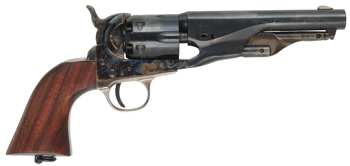 1861 Colt Navy Revolver, 
.36 caliber, 5-1/2" barrel,
half fluted cylinder, steel frame, 
lanyard ring, used, by Pietta