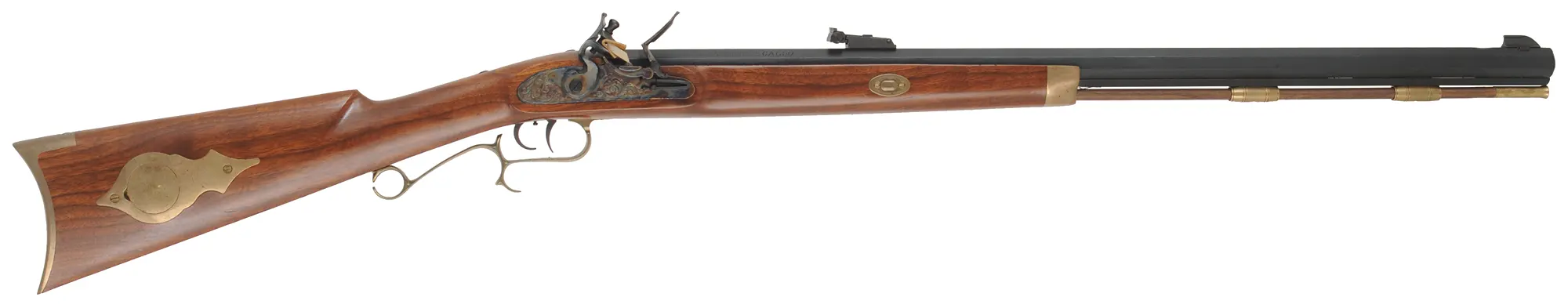 Thompson Center Hawken Rifle
.50 caliber, 28" barrel,
flintlock, walnut, brass, used Thompson Center Hawken Rifle
.50 caliber, 28" barrel,
flintlock, walnut, brass, used