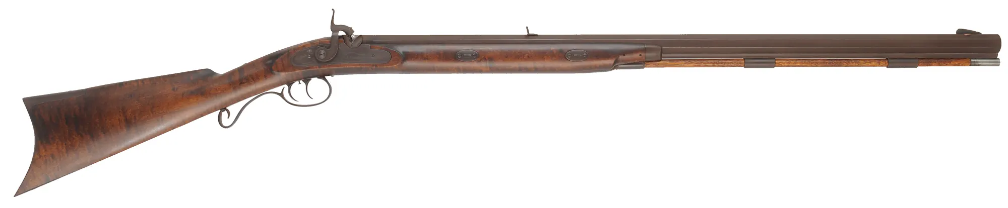 Halfstock Hawken Rifle,
.50 caliber,  31" Green Mountain barrel, 
curly maple, iron trim, percussion, 
new, unfired,  by Mike Compton Halfstock Hawken Rifle,
.50 caliber,  31" Green Mountain barrel, 
curly maple, iron trim, percussion, 
new, unfired,  by Mike Compton