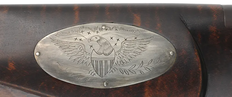 Halfstock Hawken Rifle,
.50 caliber,  31" Green Mountain barrel, 
curly maple, iron trim, percussion, 
new, unfired,  by Mike Compton Halfstock Hawken Rifle,
.50 caliber,  31" Green Mountain barrel, 
curly maple, iron trim, percussion, 
new, unfired,  by Mike Compton