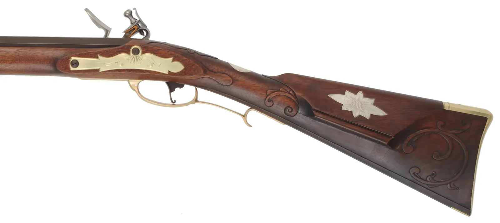 Lancaster County, Pennsylvania Barn Rifle,
.50 caliber, 35" Colerain barrel,
engraved Chamber's flintlock, walnut, brass trim, 
as-new, unfired, by M. Compton