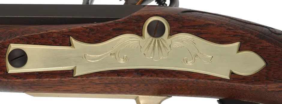 Lancaster County, Pennsylvania Barn Rifle,
.50 caliber, 35" Colerain barrel,
engraved Chamber's flintlock, walnut, brass trim, 
as-new, unfired, by M. Compton