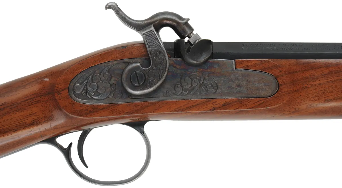 T/C White Mountain Carbine,
 .50 caliber, 21" octagon-to-round barrel, 
percussion, walnut, iron, used T/C White Mountain Carbine,
 .50 caliber, 21" octagon-to-round barrel, 
percussion, walnut, iron, used