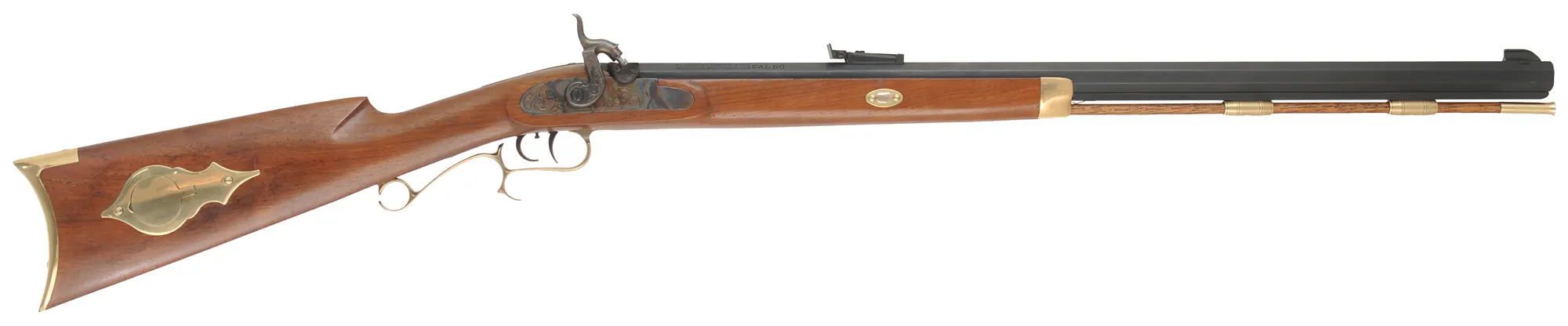 T/C Hawken Rifle,
.50 caliber,  28" barrel,
percussion, walnut, brass, 
used by Thompson Center Arms