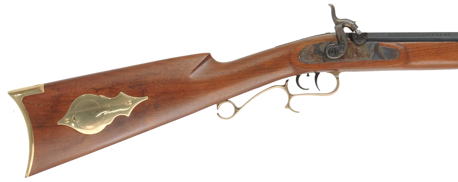 T/C Hawken Rifle,
.50 caliber,  28" barrel,
percussion, walnut, brass, 
used by Thompson Center Arms