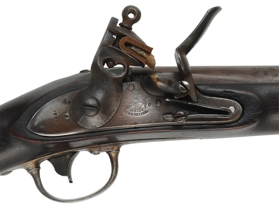 Antique U. S. Model 1817 Common Rifle,
.54 caliber 36" barrel,
flintlock, walnut with repair, iron,
1824 date, by R. Johnson