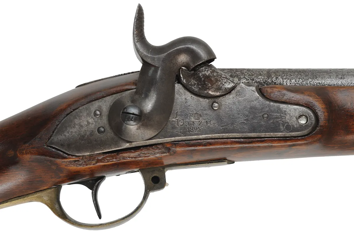 Antique Model 1809/39 Potsdam Musket 
.72 caliber, 41" barrel,
1825 dated lock,  percussion conversion,
beech stock, brass trim