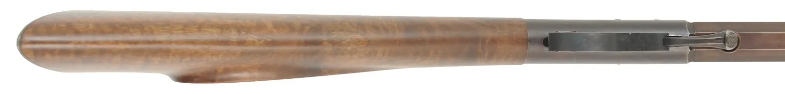 Underhammer Rifle,
.50 caliber, 41-3/4" barrel,
percussion, figured walnut, iron trim, 
glove and peep sight, used