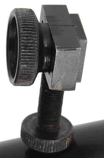 Underhammer Rifle,
.50 caliber, 41-3/4" barrel,
percussion, figured walnut, iron trim, 
glove and peep sight, used